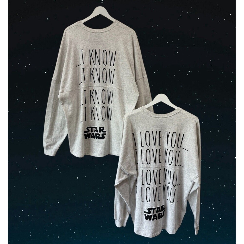 2022 Disney Parks Star Wars I LOVE YOU & I KNOW Falcon Heart Spirit Jersey L/XL